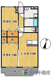 リバティベル 2LDKの間取図画像