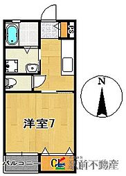 エルカーサ 2階1Kの間取り