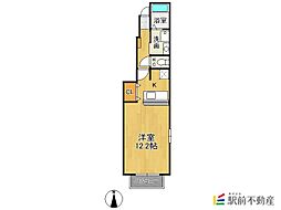 アヴェニール諏訪 1階ワンルームの間取り