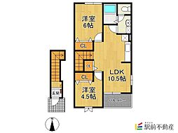 アルモニー 2階2LDKの間取り