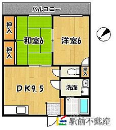 ハイツタダクマ1 2DKの間取図画像