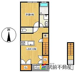 プラージュ浜田町 1LDKの間取図画像