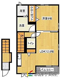 プールス天領 2階1LDKの間取り