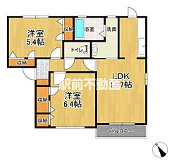 グランディール 2LDKの間取図画像