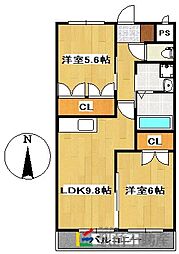 サンハイムM&H2 2LDKの間取図画像