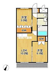 サンハイムM&H2 2LDKの間取図画像