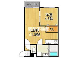 ジリオ鳥栖 1階1LDKの間取り