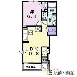 プリムローズ桜 1階1LDKの間取り