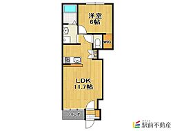 グレイシャス 1LDKの間取図画像