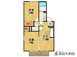 シャルマンわかばB 2DKの間取図画像