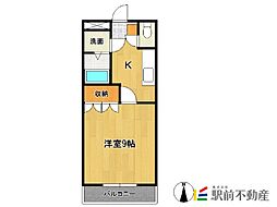 シャルドネ弥生が丘 1Kの間取図画像