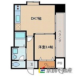 イー・ポプラール2 1DKの間取図画像