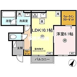 ウィスタリアII 1LDKの間取図画像