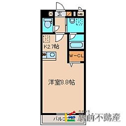 エルモソピソ 1Kの間取図画像