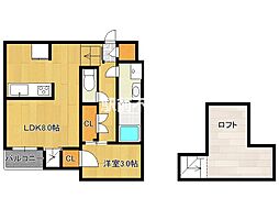 EXIA TOSU 1LDKの間取図画像