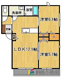 メープルアズール 2LDKの間取図画像