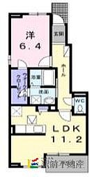 ハクモクレンC 1LDKの間取図画像