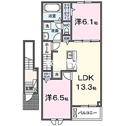 グランツ向屋敷　II 2階2LDKの間取り