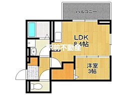 フリーデンやりた 301 3階1LDKの間取り