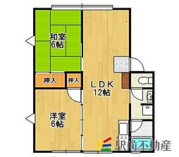 エクセレントハイツC棟 1階2LDKの間取り