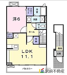 ウィステリアガーデンIII 2階1LDKの間取り