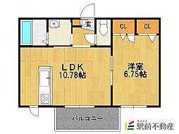 ディアス今泉 1階1LDKの間取り