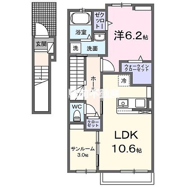 音吉7th 202｜福岡県うきは市吉井町(賃貸アパート1LDK・2階・51.64㎡)の写真 その2