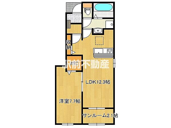 ハピネスメゾン　A 102｜福岡県朝倉市一木(賃貸アパート1LDK・1階・50.14㎡)の写真 その2