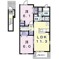 クローバーI 201 ｜ 福岡県久留米市田主丸町益生田867-1（賃貸アパート2LDK・2階・57.07㎡） その2