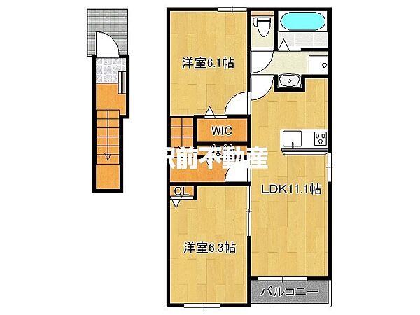 カーサ・フォレスタ　B 201｜福岡県朝倉郡筑前町高田(賃貸アパート2LDK・2階・62.02㎡)の写真 その2