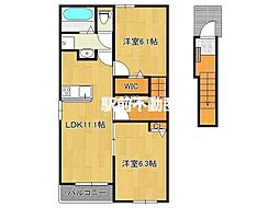 トロント筑前 2階2LDKの間取り