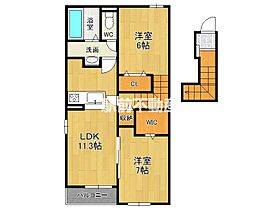 福岡県うきは市吉井町福益108-4（賃貸アパート2LDK・2階・58.67㎡） その2