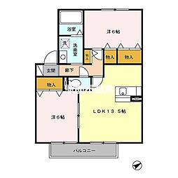 ベルデュールS 2LDKの間取図画像