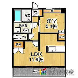 レジデンス絆 1LDKの間取図画像