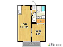 アビタシオン 1LDKの間取図画像