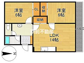 コーポ江戸屋敷（南） 325 ｜ 福岡県久留米市江戸屋敷1丁目7-3（賃貸マンション2LDK・2階・60.40㎡） その2