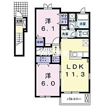 クローバーII 201 ｜ 福岡県久留米市田主丸町益生田867-1（賃貸アパート2LDK・2階・57.07㎡） その2