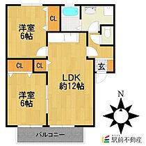 福岡県久留米市津福今町448-6（賃貸アパート2LDK・1階・55.00㎡） その2