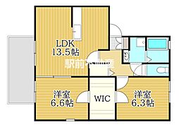 ビュー・アゼリアB 2LDKの間取図画像