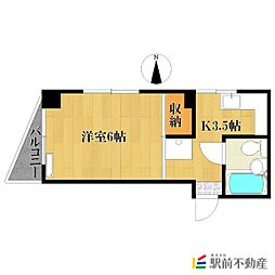 シィティーハイツ古賀 1Kの間取図画像