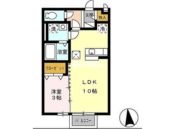 グロワール東合川 107｜福岡県久留米市東合川4丁目(賃貸アパート1LDK・1階・33.39㎡)の写真 その2