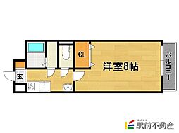 第3コーポ江頭 1Kの間取図画像