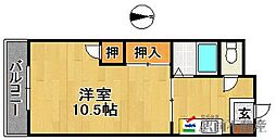 ウッドハウス・2 1Kの間取図画像