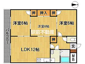 エテルナ・エーカーズ 802 ｜ 福岡県久留米市野中町310-1（賃貸マンション3LDK・8階・66.00㎡） その2