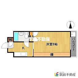 パジオン櫛原 1Kの間取図画像