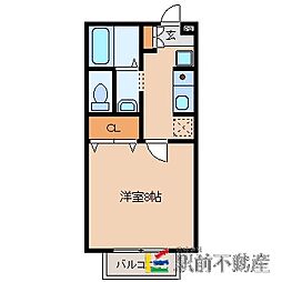 エクレールフラッツA 1Kの間取図画像