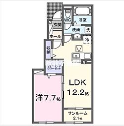 グリチーネの森 1LDKの間取図画像