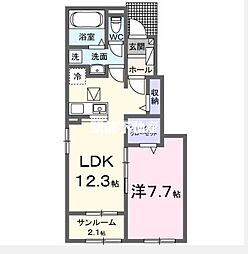 グリチーネの森 1LDKの間取図画像