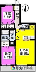 ラフィーネマルベリー 2LDKの間取図画像