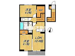 ロイヤルタウン上峰A 2LDKの間取図画像